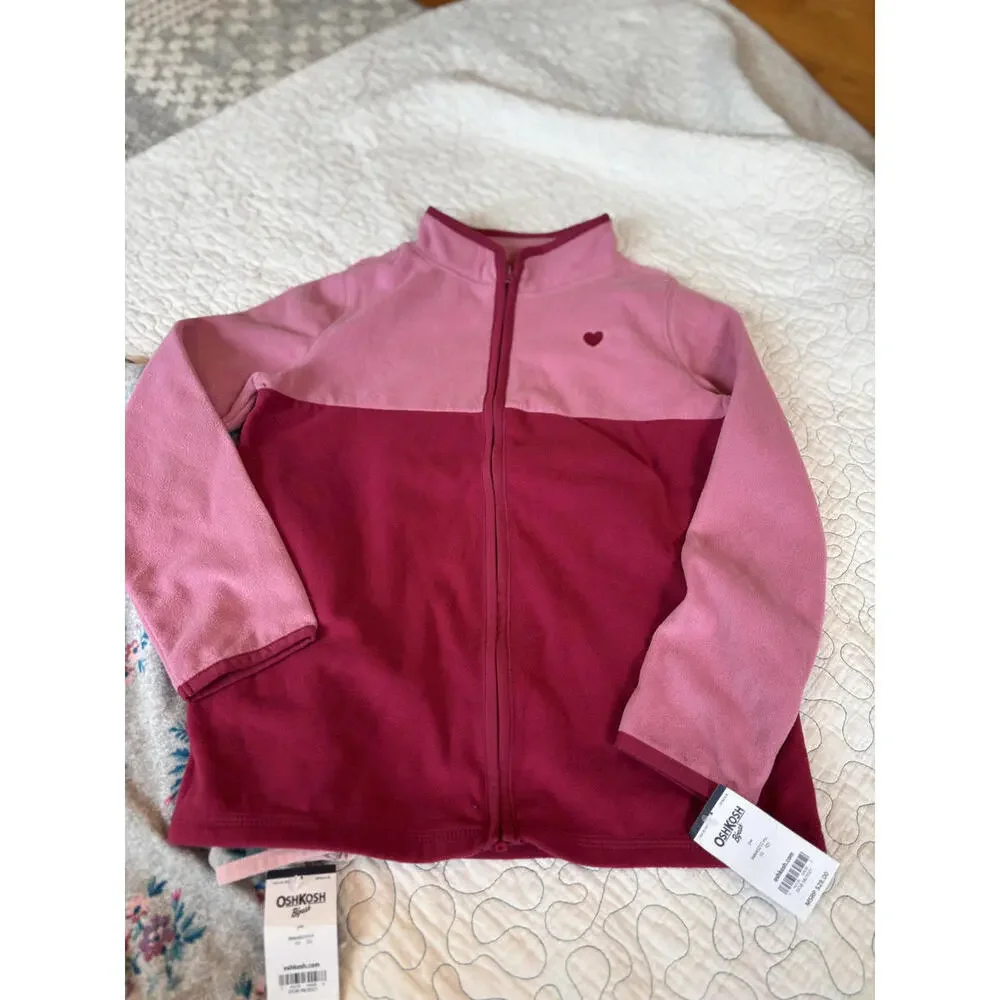 Oshkosh Girls' Fleece Jackets - 2 Pack,‎ Pink and Floral Size 10 #606